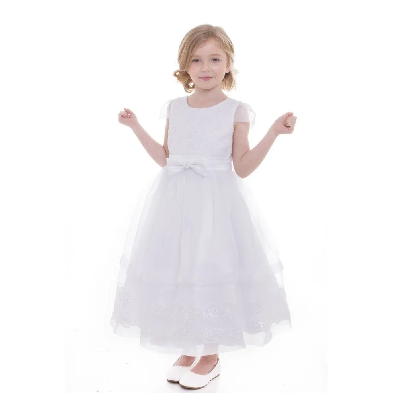 Dancewear dresses for performancesBig Girls White Lace Organza Grace Junior Bridesmaid Dress 8-16