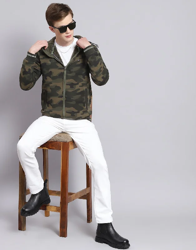men's sports shirts for beach volleyballMen Olive Solid Hooded Full Sleeve Sweatshirt