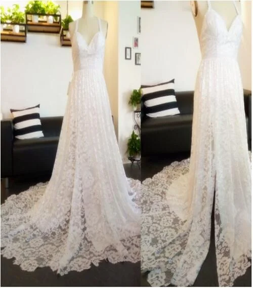 Mini dresses for womenLong Wedding Dress, Lace Wedding Dress, V-Neck Bridal Dress, Backless Wedding Dress, Criss-Cross Wedding Dress, White Wedding Dress, Beach Wedding Dress, LB0571