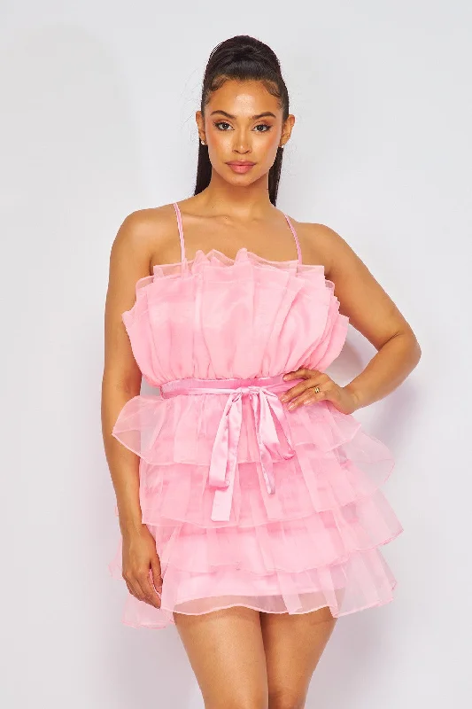 Vintage women's dressesHave It All Organza Ruffle Tiered Mini Dress