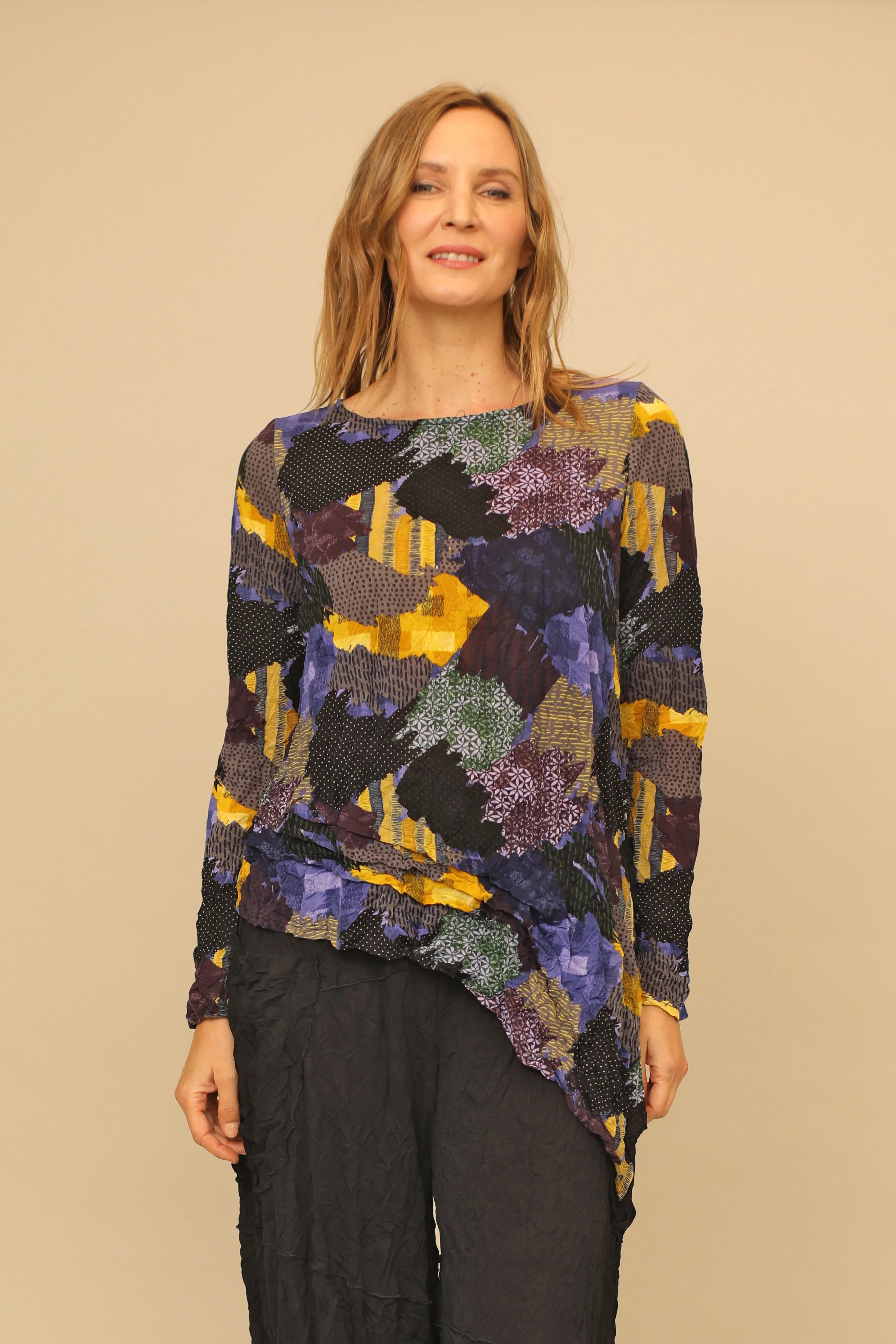 Camo print women's topsThora Crinkle Top - Purple Patch