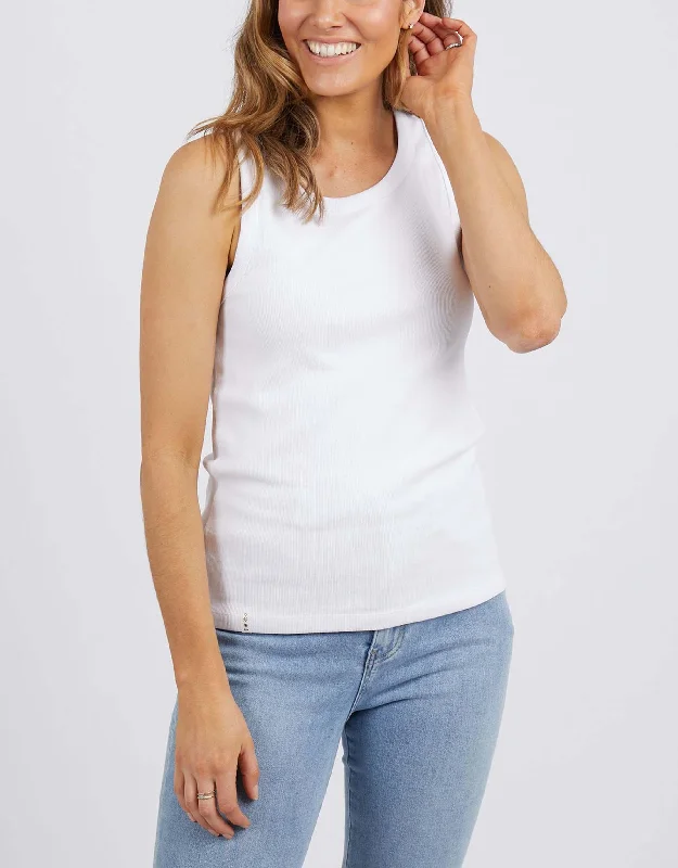 Asymmetric women's topsRib Crew Tank - White