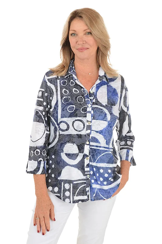 Water-resistant women's topsDottie Button-Front Burnout Top