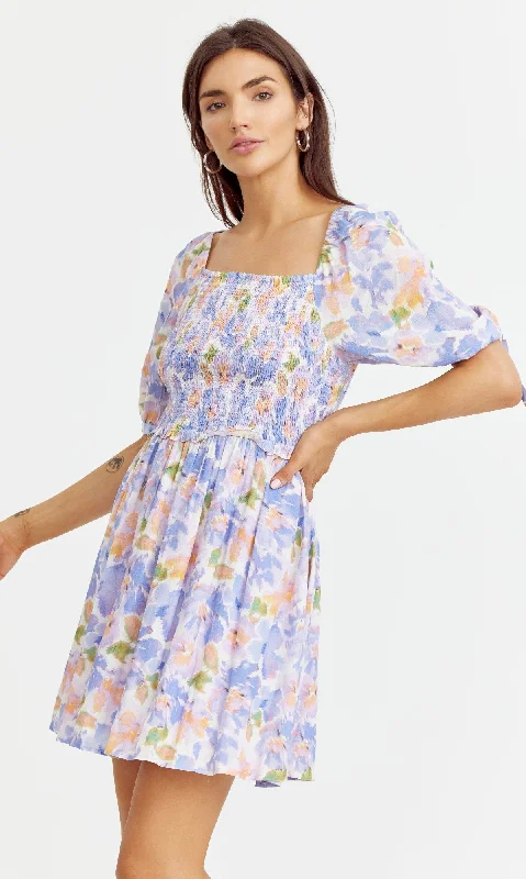 Leather dresses for womenRitali Floral Smocked Mini Dress