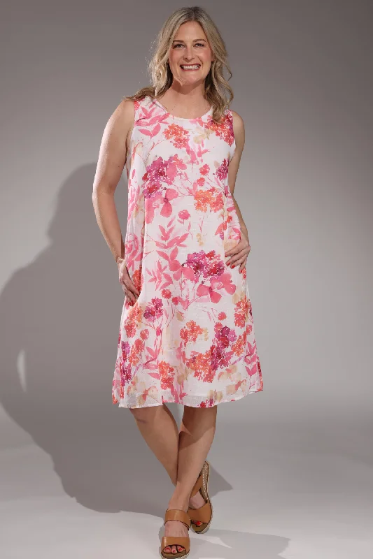 Little white dresses (LWDs) for womenPrinted Cotton Dress with pockets | PINK GARDEN | 6279A1