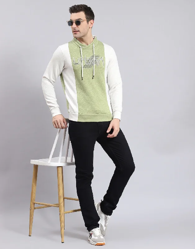 men's dressy sports shirtsMen Green Solid F Neck Full Sleeve Sweatshirt