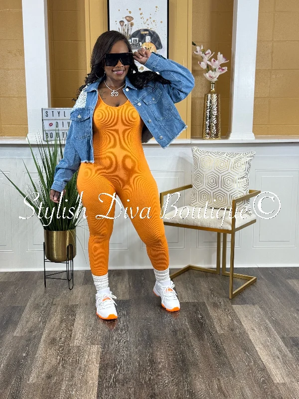 Shift dresses for womenRibbed Seamless Jumpsuit (Orange)