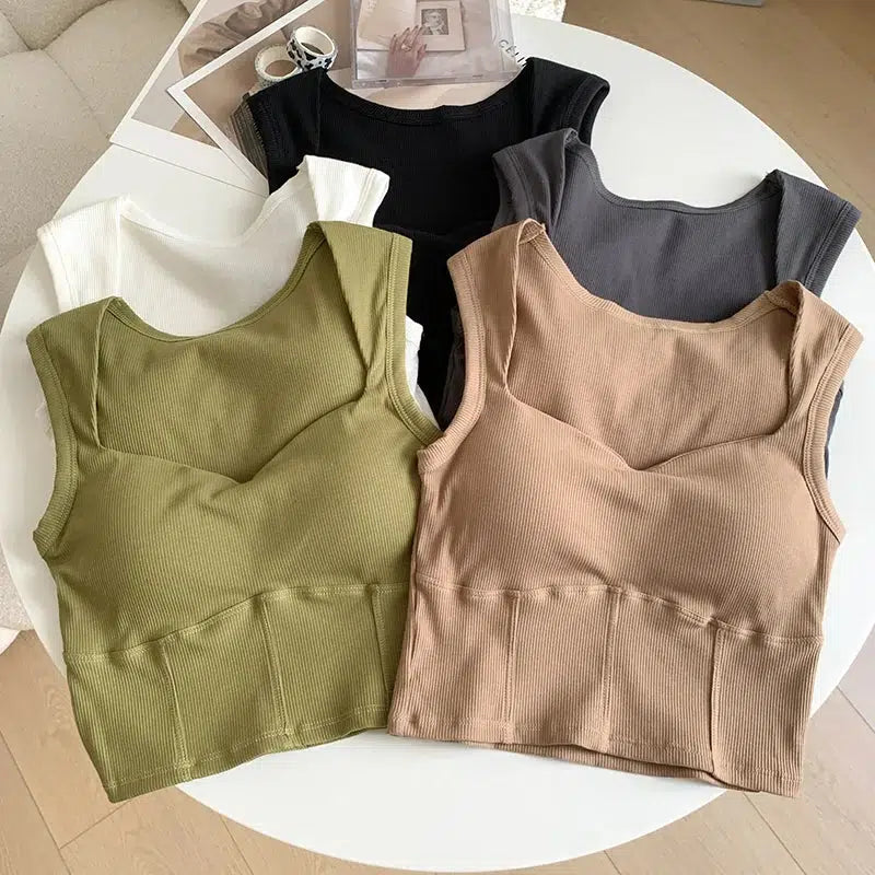 Metallic women's topsCorduroy Square Neck Crop Top