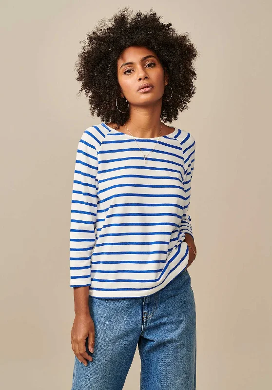 Scoop neck women's topsTshirt Maow T1308 Stripe-C