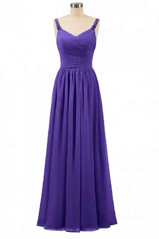 Bell sleeve dresses for womenPurple Chiffon Sweetheart Straps A-Line Bridesmaid Dress