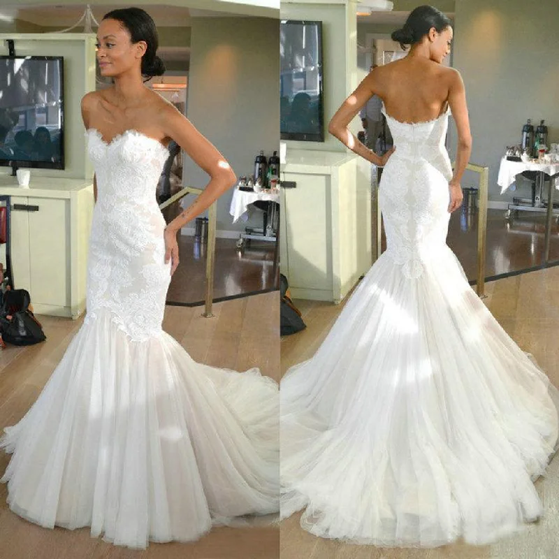 Mother-of-the-bride dressesLong Wedding Dress, Tulle Wedding Dress, Backless Bridal Dress, Sweet Heart Wedding Dress, Floor-Length Wedding Dress, Mermaid Wedding Dress, Lace Wedding Dress, LB0660