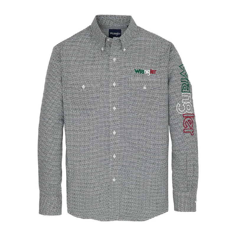Limited edition women's tops112359483 Wrangler Men's Mexico Logo Long Sleeve Classic Fit Button Shirt -  Grey