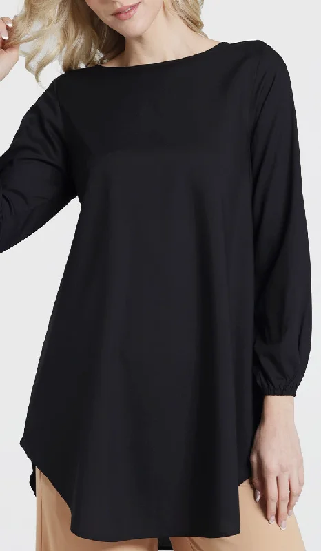 Halter dresses for womenDonya Mostly Cotton Simple Everyday Tunic - Black