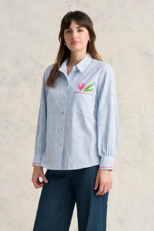 Off-the-shoulder women's topsCotton Seersucker Shirt - Jean
