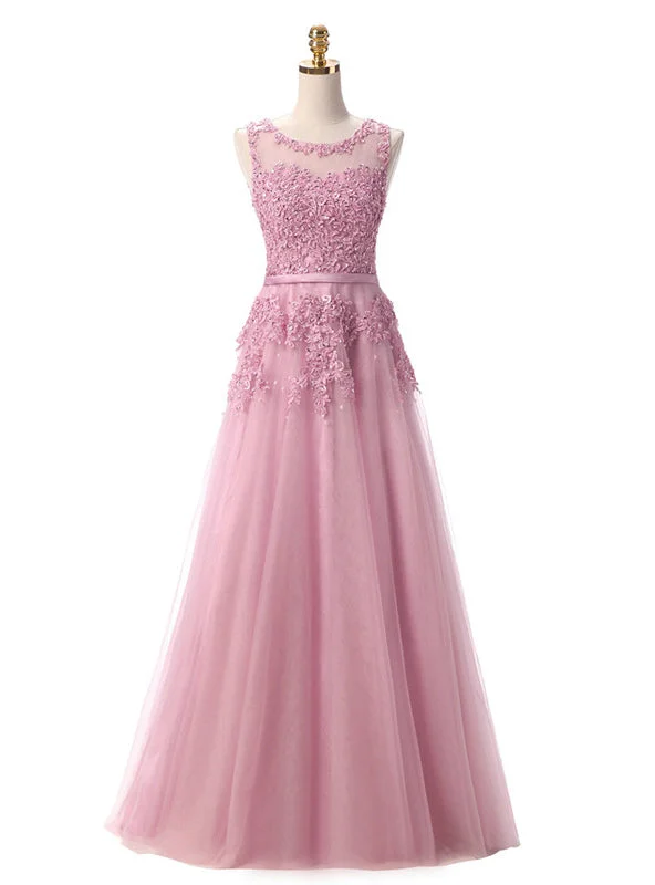 Backless dresses for womenPink Lace Beading Scoop Sleeveless Bridesmaid Dress