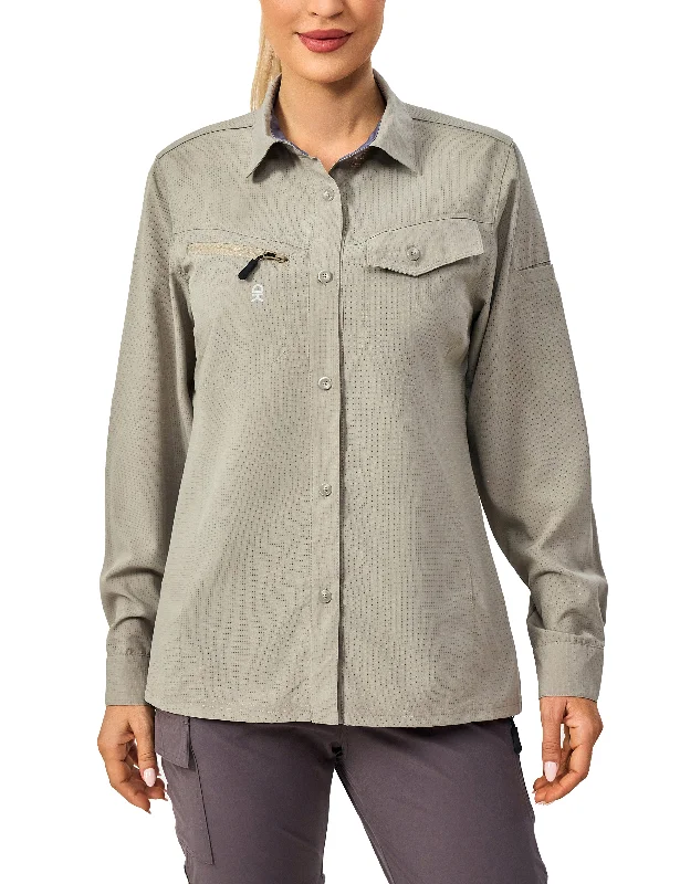 Solid color women's topsWomens UPF 50+ UV Protection Breathable Long Sleeve Hiking Shirt