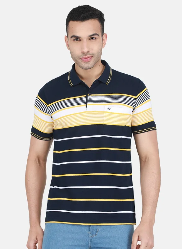 men's short-sleeved topsMen NAvy Blue Stripe T-Shirt