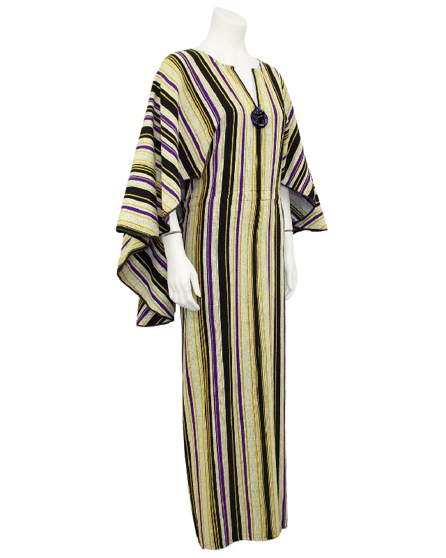 Low-cut dresses for womenStriped Cotton Kaftan with Stone Detail