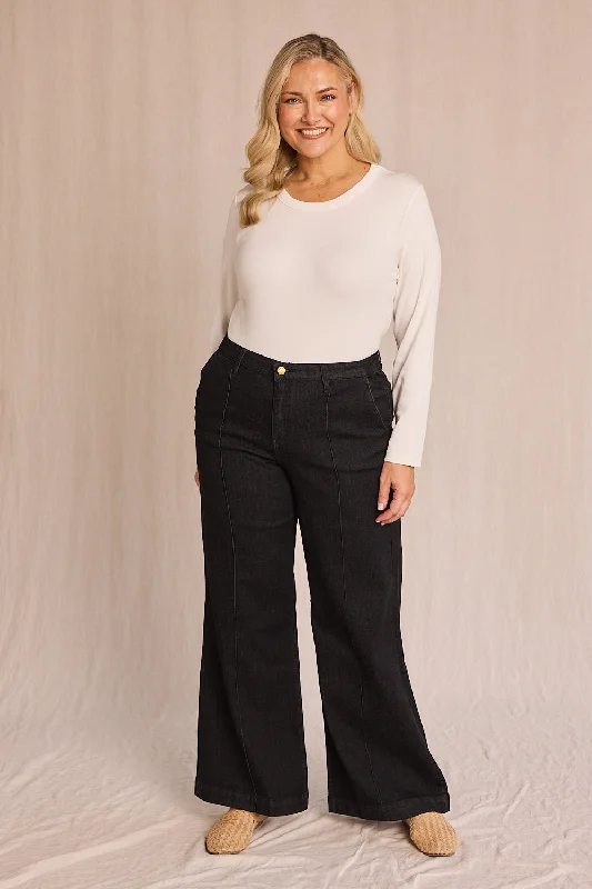 Adrift Denim Wide Leg Jeans in Black