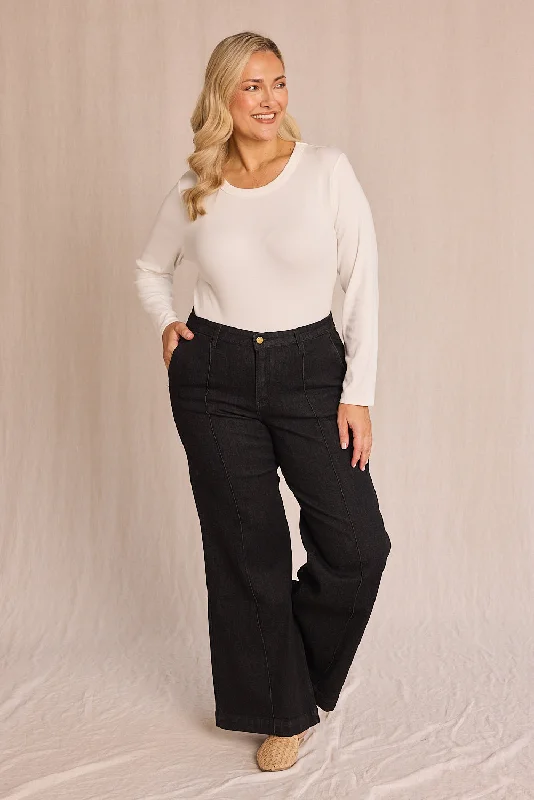 Adrift Denim Wide Leg Jeans in Black