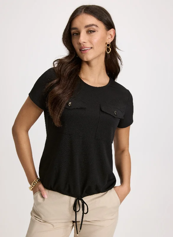 Buttoned Flap Pocket Top