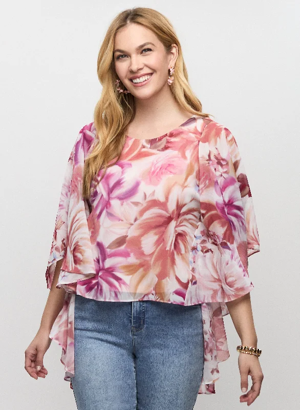 Flared Sleeve Floral Blouse