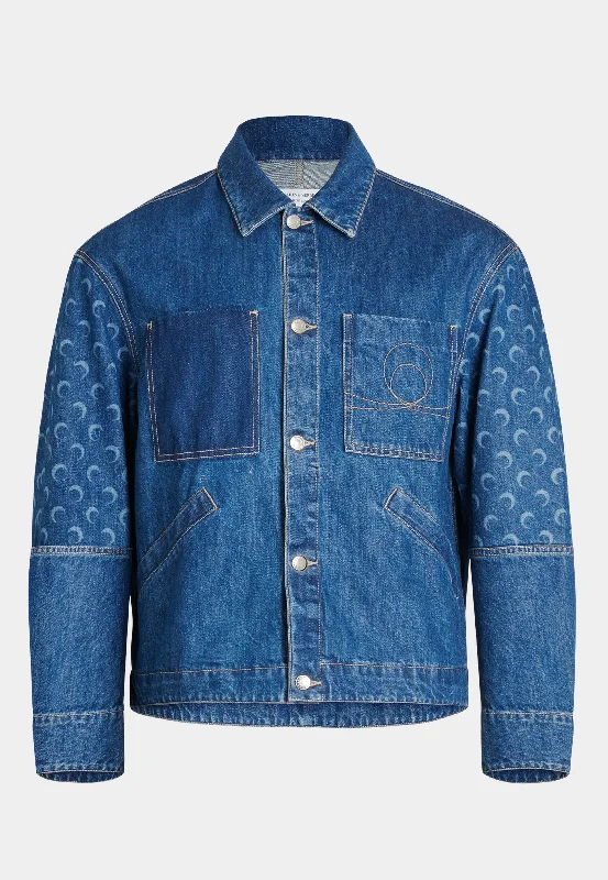 Marine Serre Deadstock Denim Boxy Jacket 1471-Bl50 Blue