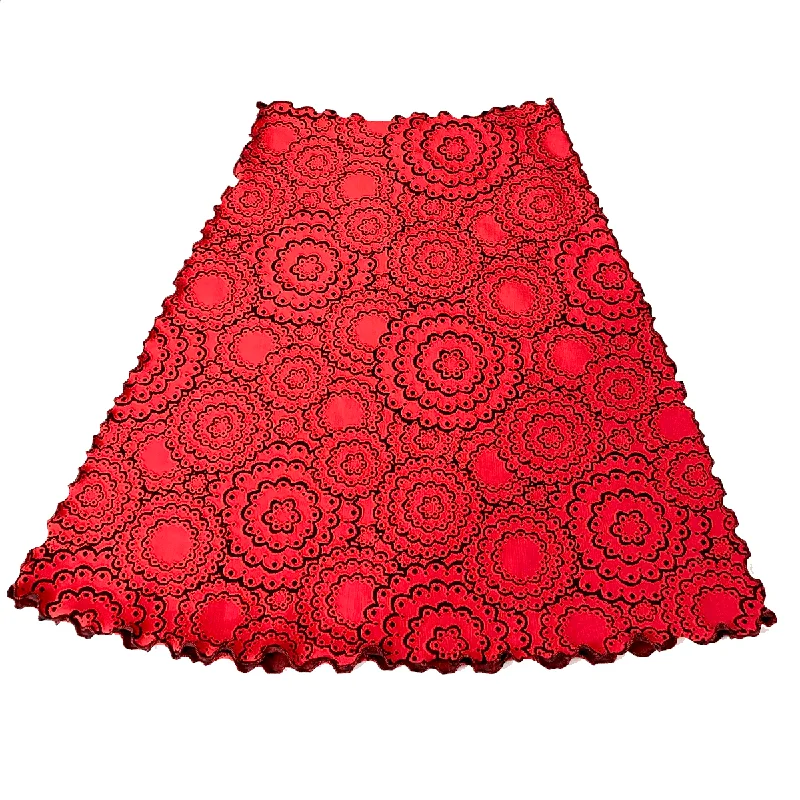 Rococco Red Doily Jacquard Knit Bias Skirt