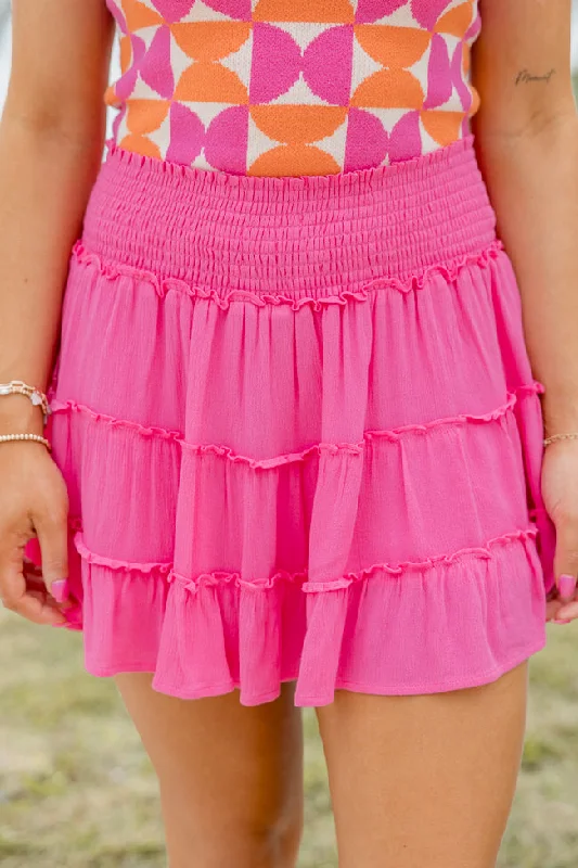 Through The Garden Pink Solid Mini Skort FINAL SALE