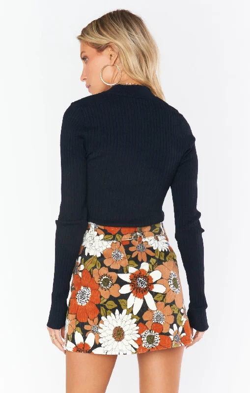 Tyra Belted Skirt ~ Hutton Floral Corduroy