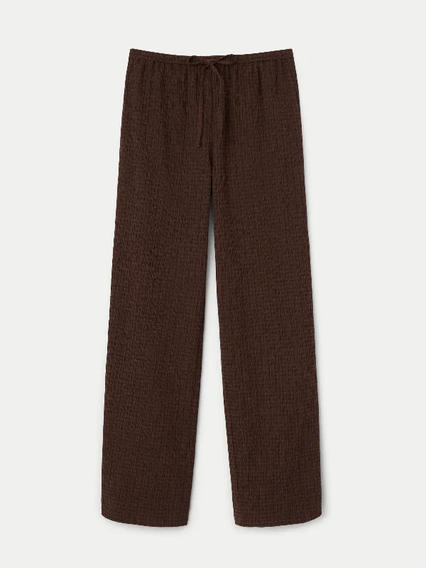 The Annie Textured Loose Pant in Mahogany