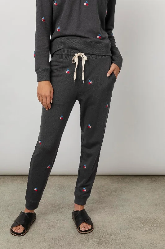 OAKLAND SWEATPANT - VINTAGE BLACK FLOWER BUDS