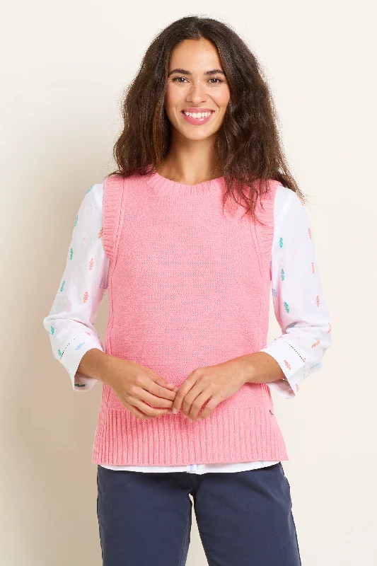 Pink Dip Hem Knitted Vest