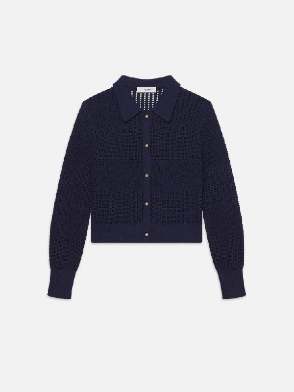 Shrunken Crochet Cardi -- Navy