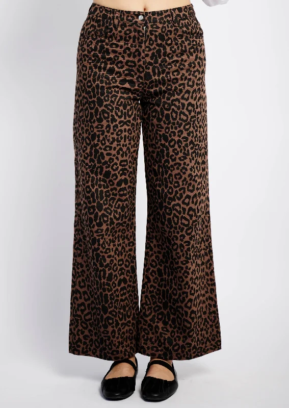 Wide Leg Denim Jeans in Animal