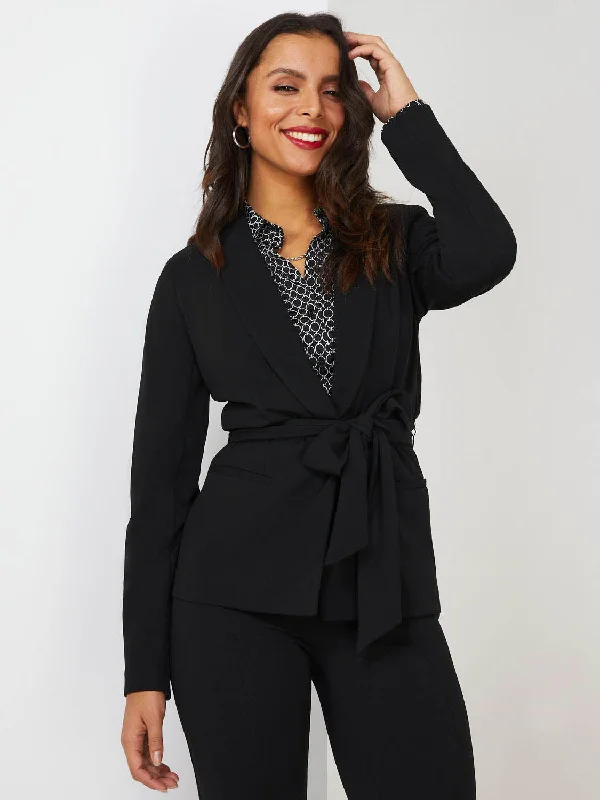 Sash Front Crepe Blazer