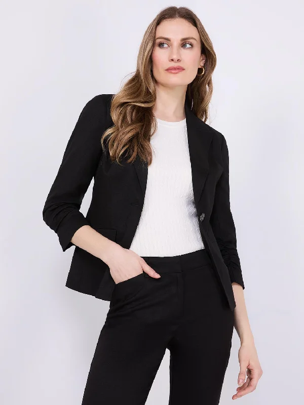 One-Button Ruched Sleeve Blazer