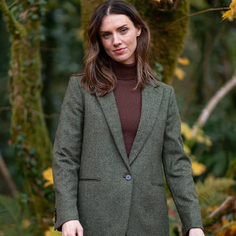 Green Herringbone Cara Donegal Tweed Blazer