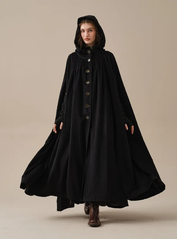 ARIEL 14 | HOODED WOOL CLOAK COAT