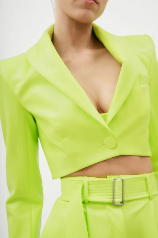 Hutton Neon Yellow Cropped Blazer