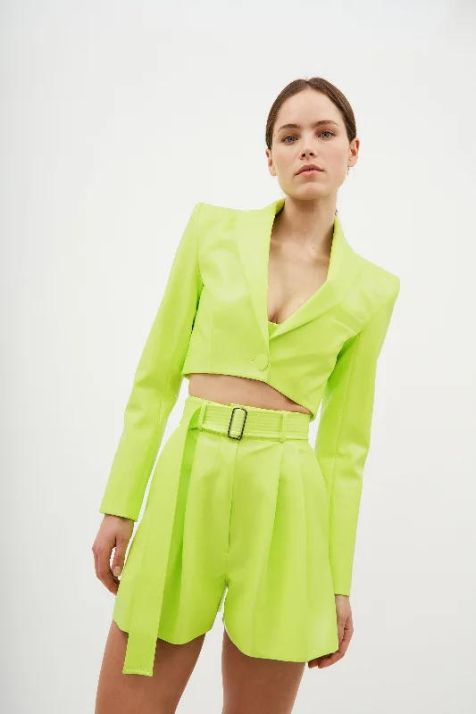 Hutton Neon Yellow Cropped Blazer