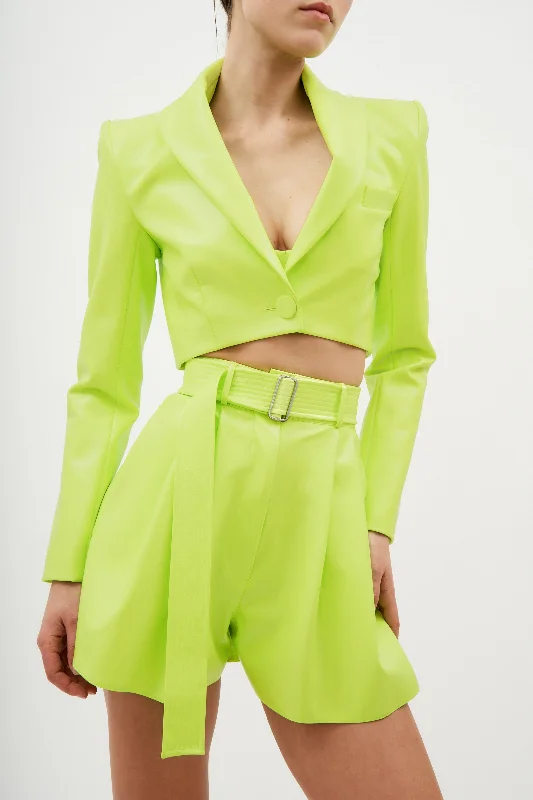 Hutton Neon Yellow Cropped Blazer