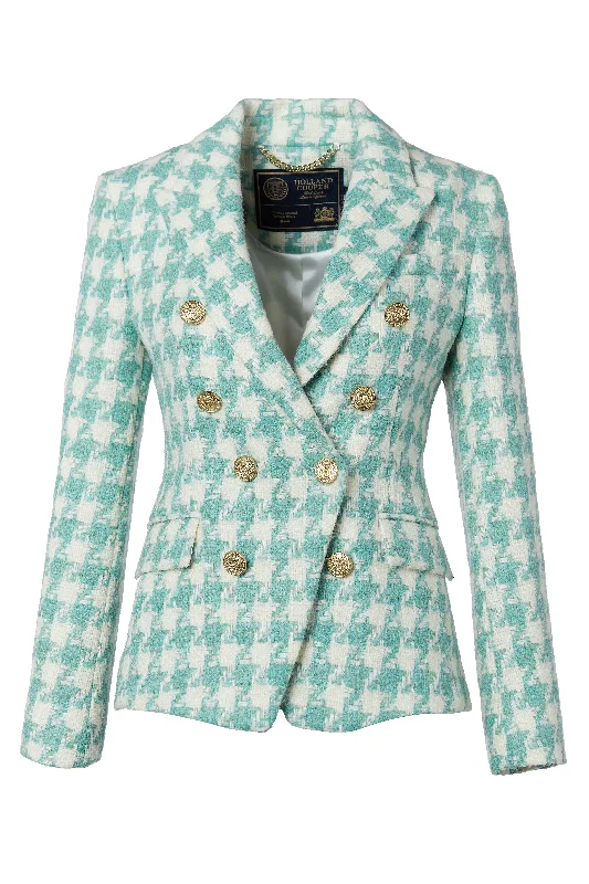 Knightsbridge Blazer (Large Scale Teal Houndstooth)