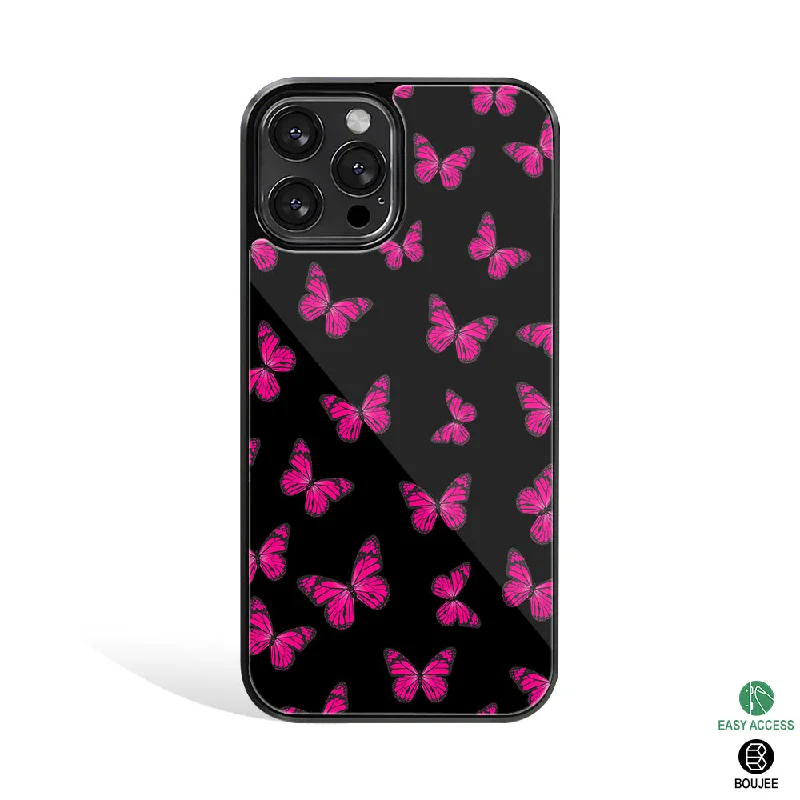 Butterfly Burst Black Phone Cover | Glass Case