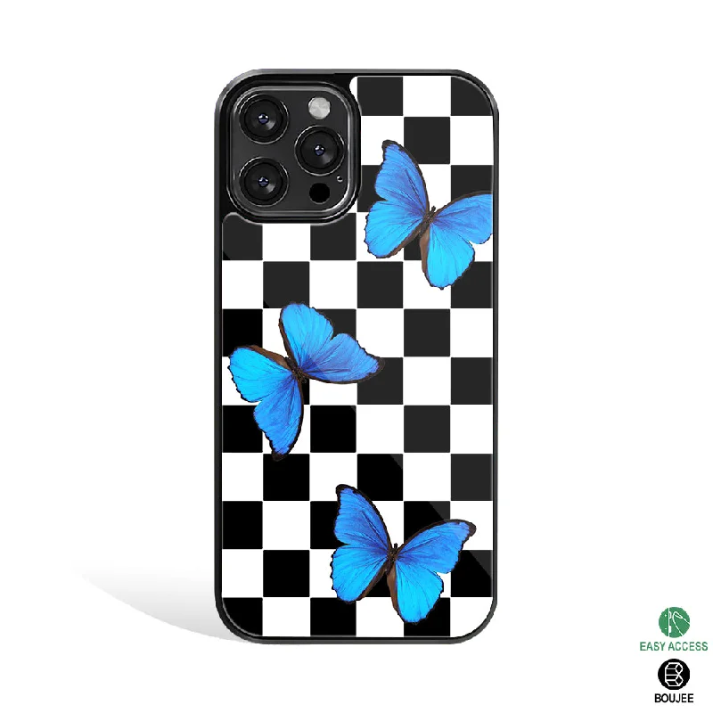 Checkered Butterflies Phone Cover | Glass Case