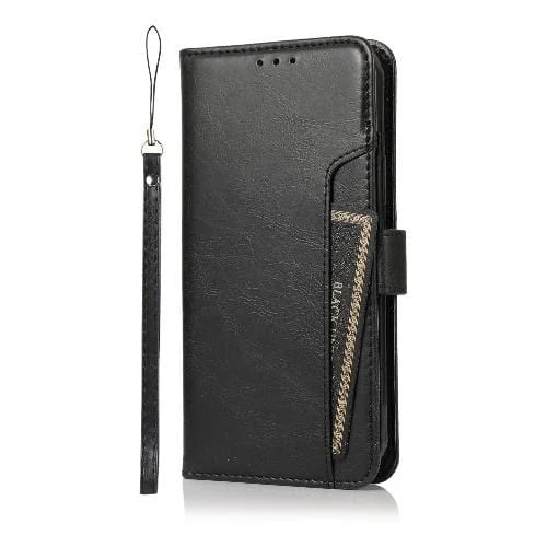 Indy Series Black Leather Wallet Case - iPhone 12 mini