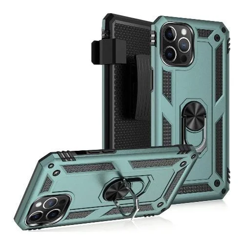 Raider Series Green Kickstand Case with Belt Clip - iPhone 12 Pro