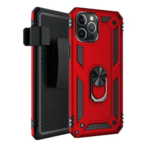 Military Series Red Kickstand Case - iPhone 12 Pro Max