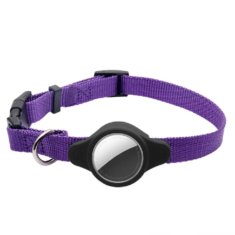 AirTags silicone cover with collar strap - Purple