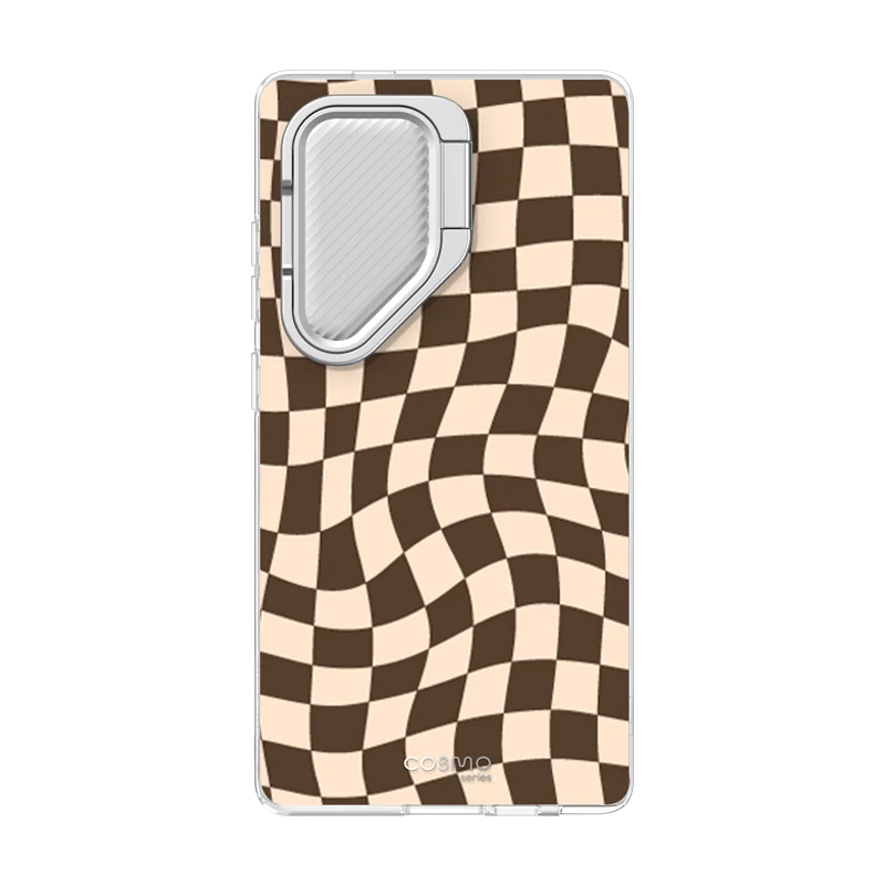 Galaxy S24 Ultra Cosmo Cute Phone Case - Brown Checkers